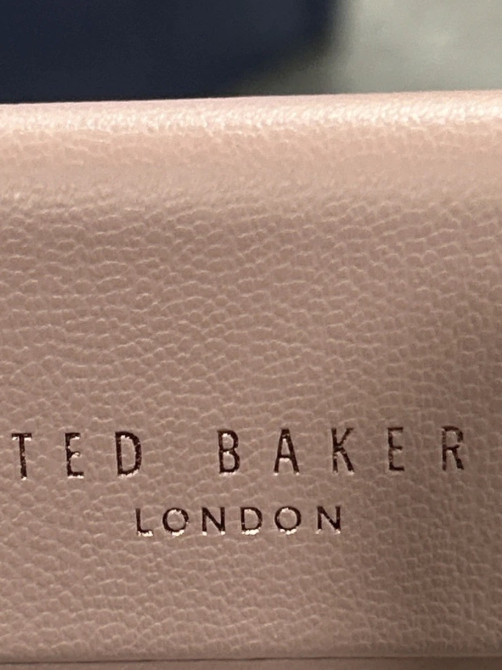 Ted Baker Pale Pink Fold-over Triangular Eyeglasses case with Gold Logo